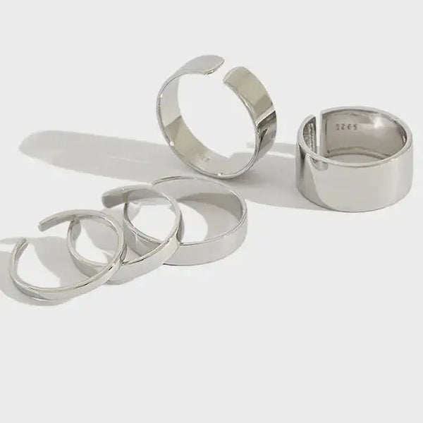 Lovcia Simple Minimalist Prime Circle 925 Sterling Silver Adjustable Tail Ring-Rings-Large Size-2MM-Large Size