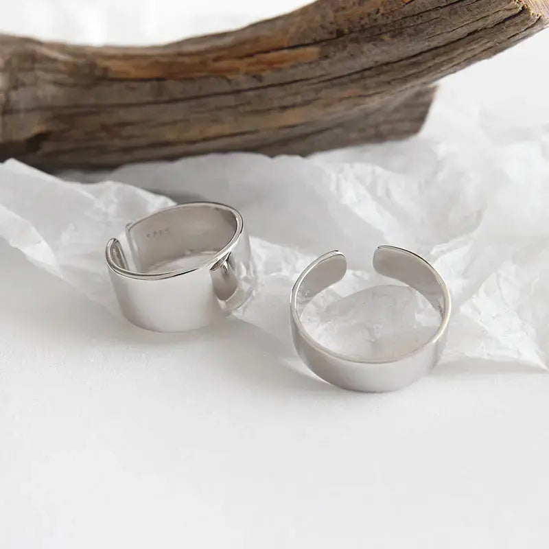 Lovcia Simple Minimalist Prime Circle 925 Sterling Silver Adjustable Tail Ring-Rings-Large Size-2MM-Large Size