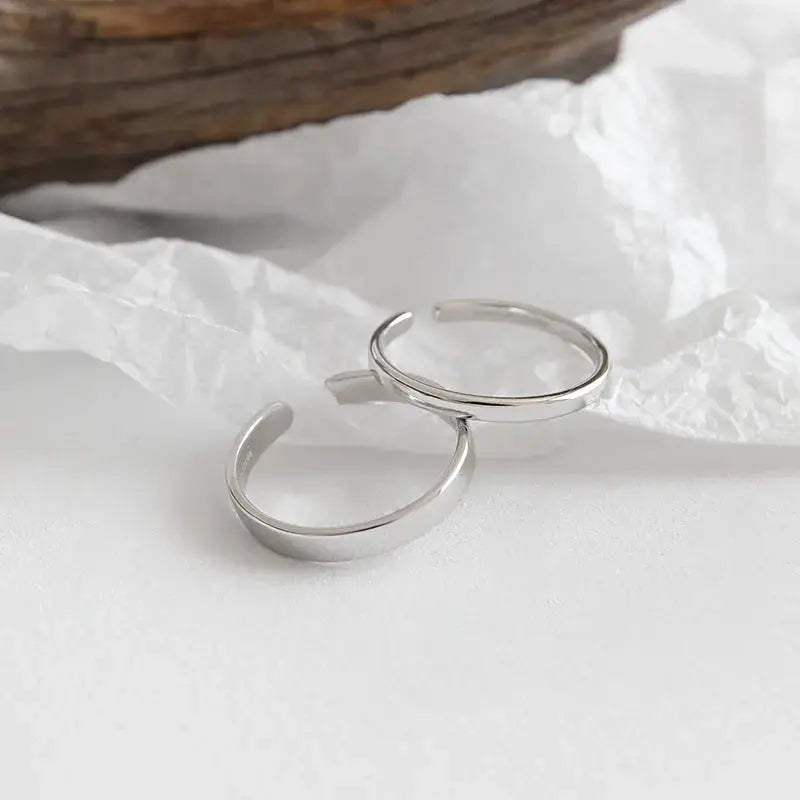 Lovcia Simple Minimalist Prime Circle 925 Sterling Silver Adjustable Tail Ring-Rings-Large Size-2MM-Large Size