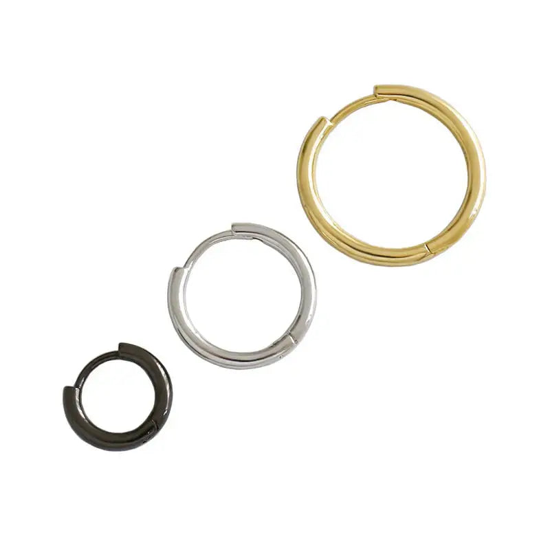 Lovcia Simple Minimalist Tiny Circle 925 Sterling Silver Huggie Hoop Earrings-Earrings-Rhodium-11mm-Rhodium