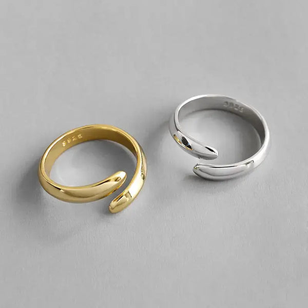 Lovcia Simple Miss 925 Sterling Silver Adjustable Ring-Rings-Yellow Gold-Yellow Gold