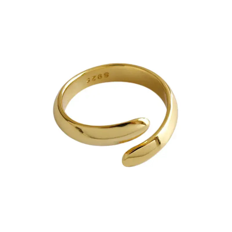 Lovcia Simple Miss 925 Sterling Silver Adjustable Ring-Rings-Yellow Gold-Yellow Gold