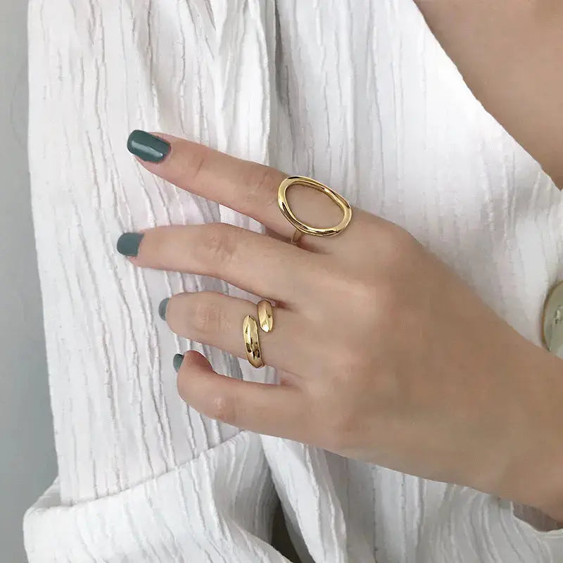 Lovcia Simple Miss 925 Sterling Silver Adjustable Ring-Rings-Yellow Gold-Yellow Gold