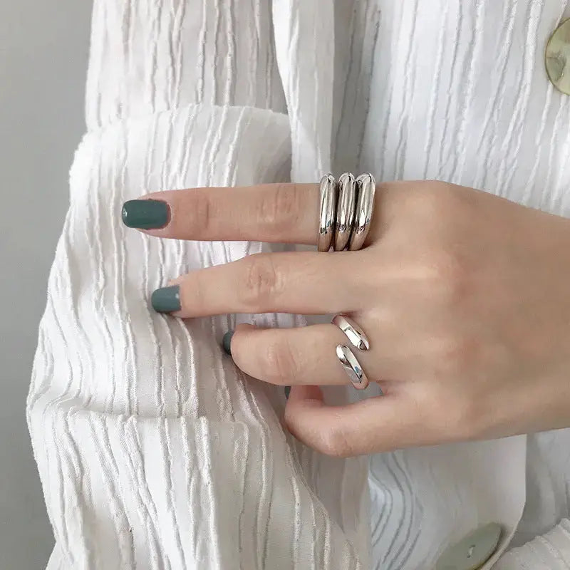 Lovcia Simple Miss 925 Sterling Silver Adjustable Ring-Rings-Yellow Gold-Yellow Gold