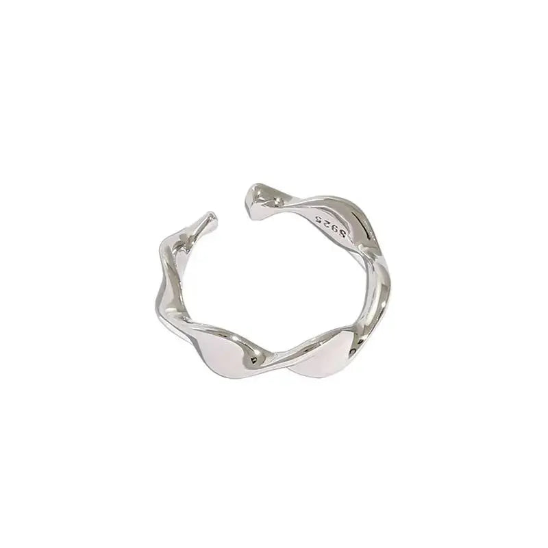 Lovcia Simple Mobius Twist 925 Sterling Silver Adjustable Ring-Rings-Silver-Silver