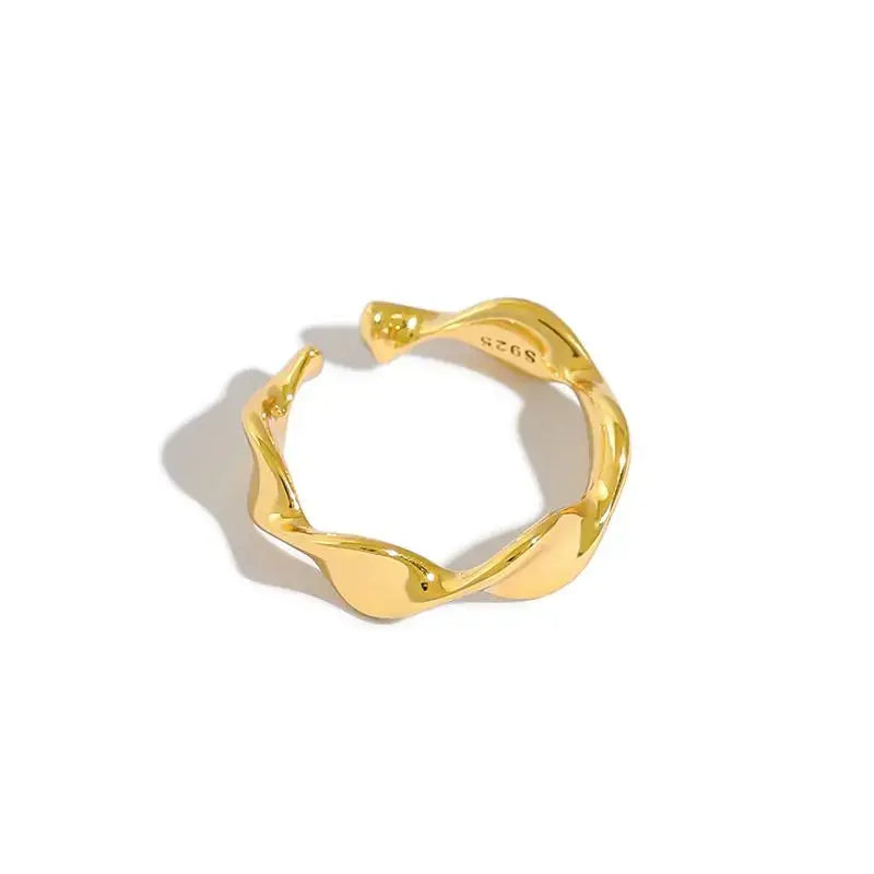 Lovcia Simple Mobius Twist 925 Sterling Silver Adjustable Ring-Rings-Yellow Gold-Yellow Gold