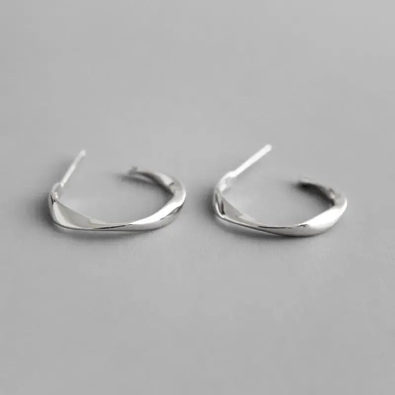 Lovcia Simple Mobius Twisted 925 Sterling Silver Hoop Earrings-Earrings-Rhodium-Rhodium