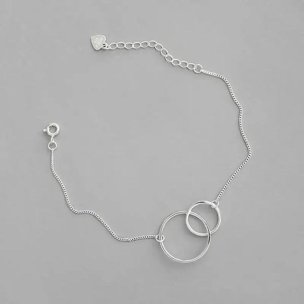 Lovcia Simple Mother Child Loops 925 Sterling Silver Bracelet-Bracelets-Rhodium-Rhodium