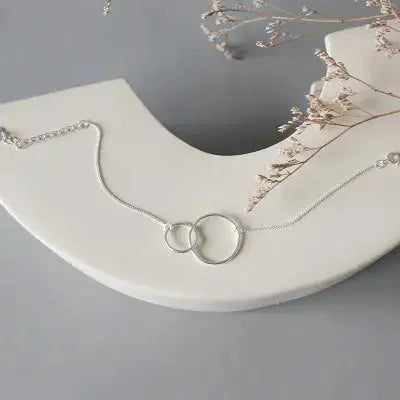Lovcia Simple Mother Child Loops 925 Sterling Silver Bracelet-Bracelets-Rhodium-Rhodium