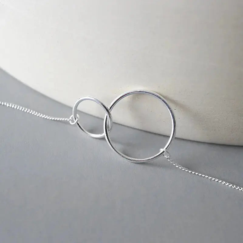Lovcia Simple Mother Child Loops 925 Sterling Silver Bracelet-Bracelets-Rhodium-Rhodium