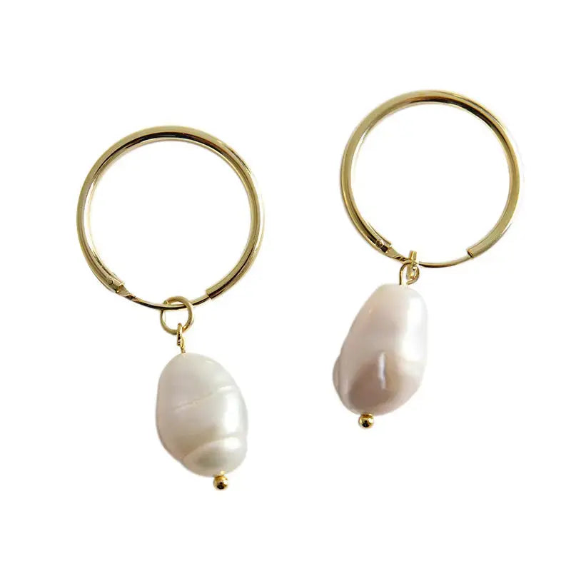Lovcia Simple Natural Pearl 925 Sterling Silver Dangling Earrings-Earrings-Silver-Silver