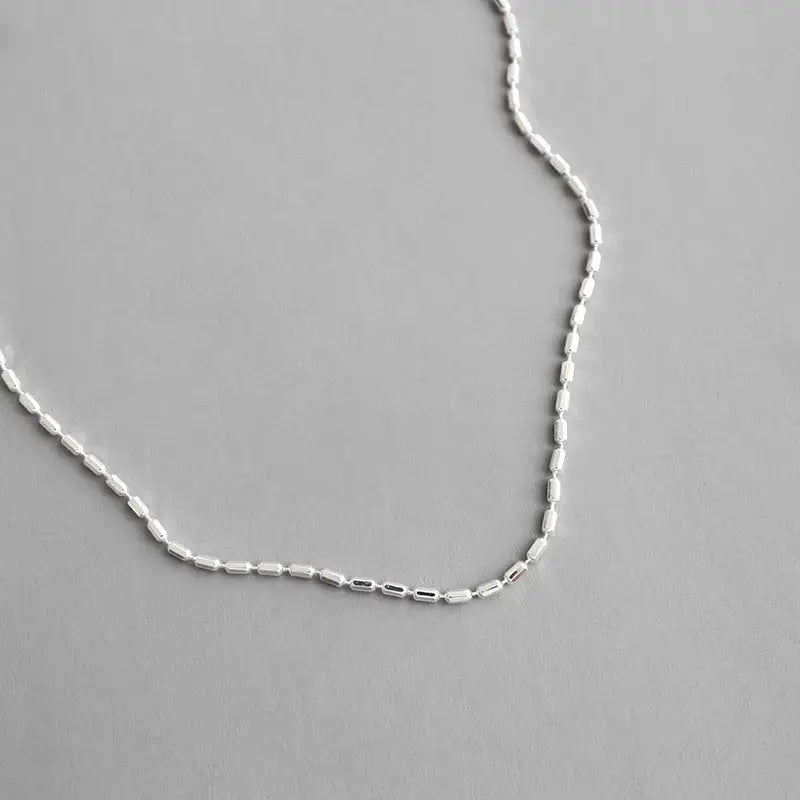 Lovcia Simple New Geometry Irregular Tube 925 Sterling Silver Necklace-Necklaces-Rhodium-Rhodium