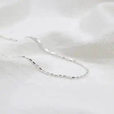 Lovcia Simple New Geometry Irregular Tube 925 Sterling Silver Necklace-Necklaces-Rhodium-Rhodium