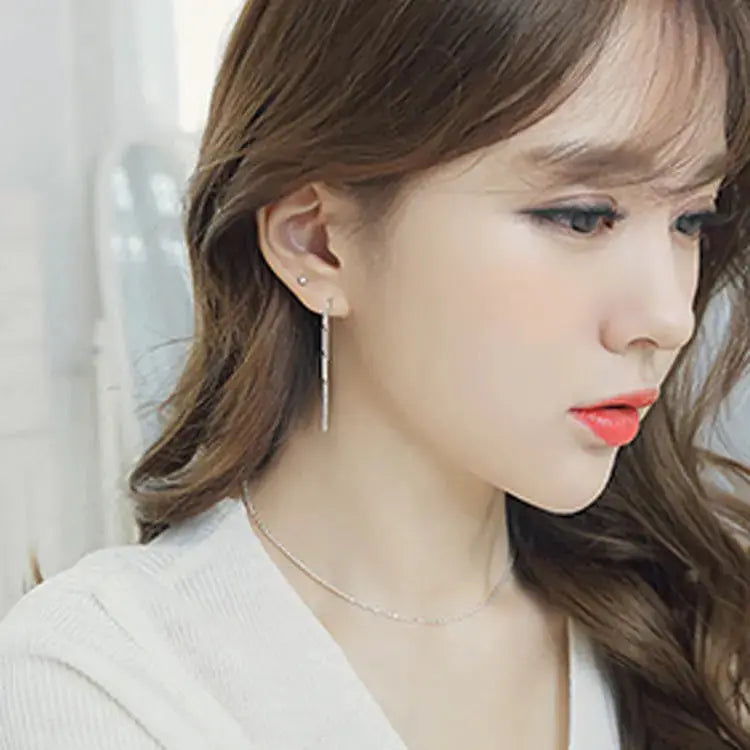 Lovcia Simple New Geometry Irregular Tube 925 Sterling Silver Necklace-Necklaces-Rhodium-Rhodium