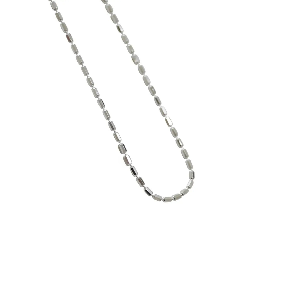 Lovcia Simple New Geometry Irregular Tube 925 Sterling Silver Necklace-Necklaces-Rhodium-Rhodium