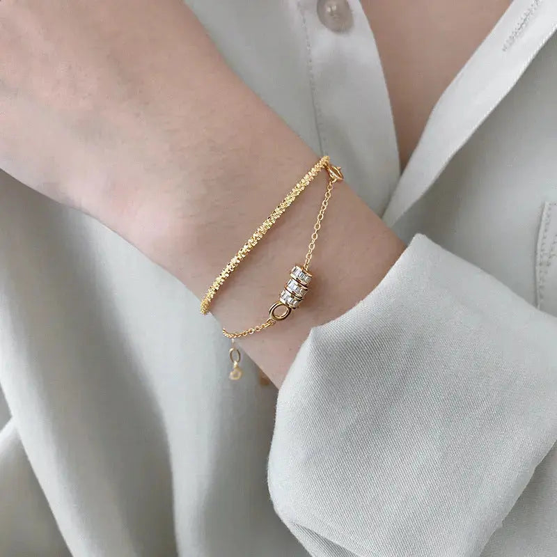 Lovcia Simple Nugget Crisscross 925 Sterling Silver Bracelet-Bracelets-Silver-Silver