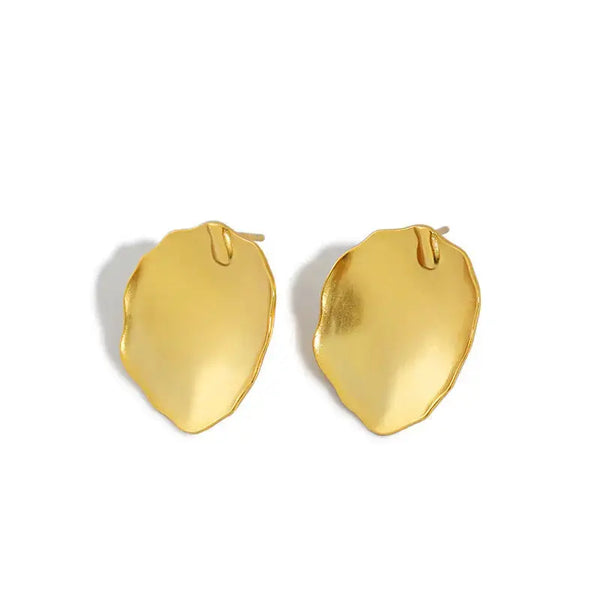 Lovcia Simple Oval Leaves 925 Sterling Silver Stud Earrings-Earrings-Rhodium-Rhodium