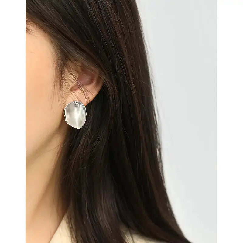 Lovcia Simple Oval Leaves 925 Sterling Silver Stud Earrings-Earrings-Rhodium-Rhodium