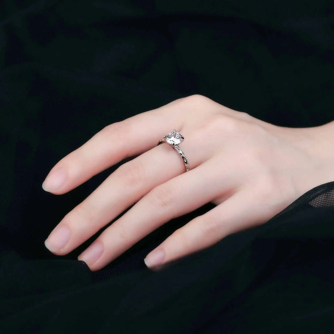 Lovcia Simple Round CZ 925 Sterling Silver Adjustable Statement Ring-Rings-Silver-Silver