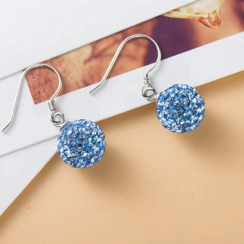 Lovcia Simple Round CZ Ball 925 Sterling Silver Dangling Earrings-Earrings-12mm & White CZ-12mm & White CZ