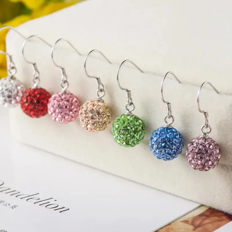 Lovcia Simple Round CZ Ball 925 Sterling Silver Dangling Earrings-Earrings-12mm & White CZ-12mm & White CZ
