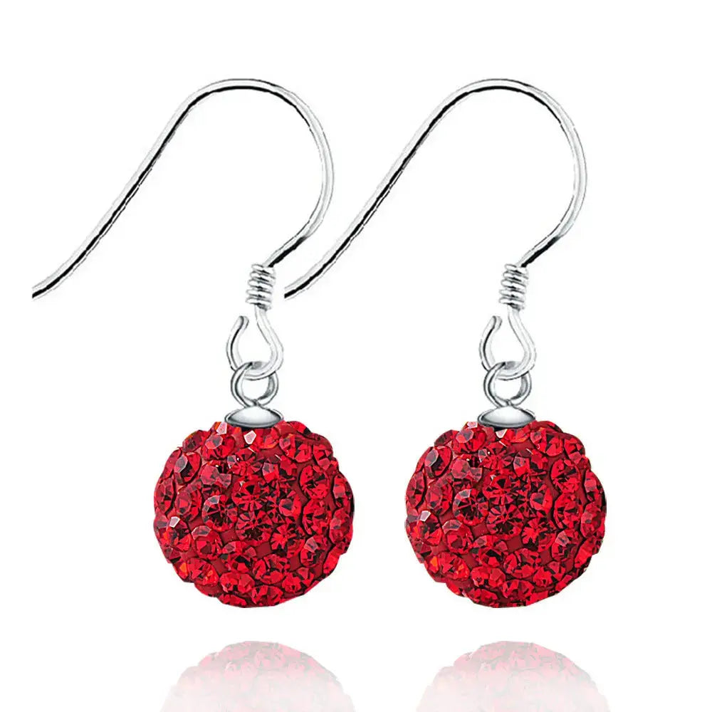 Lovcia Simple Round CZ Ball 925 Sterling Silver Dangling Earrings-Earrings-12mm & White CZ-12mm & White CZ