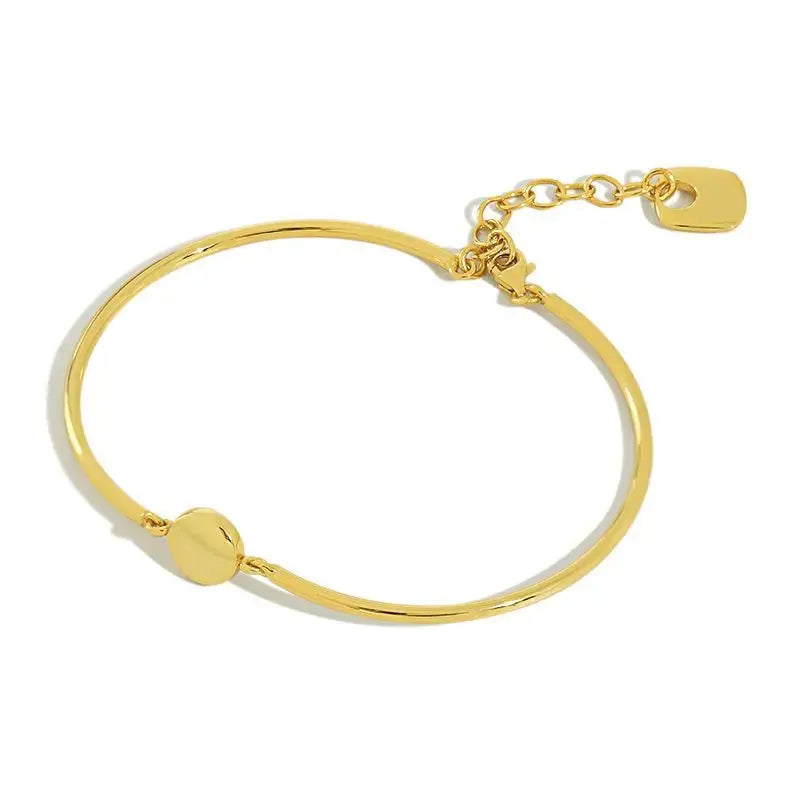 Lovcia Simple Round Tag 925 Sterling Silver Adjustable Bangle-Bracelets-Silver-Silver