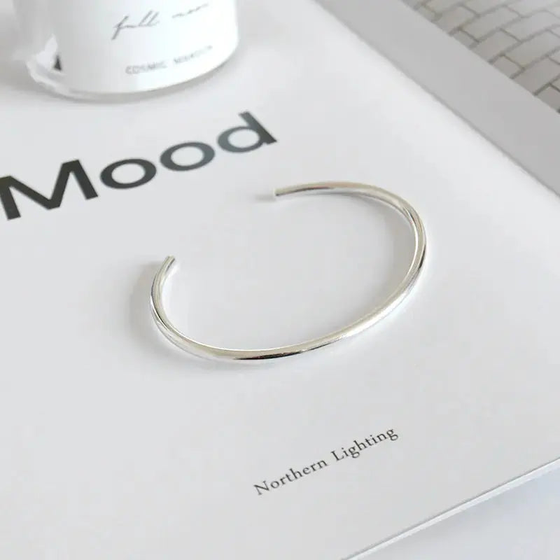 Lovcia Simple S990 Smooth Ring 925 Sterling Silver Open Bangle-Bracelets-S990 Bangle-S990 Bangle