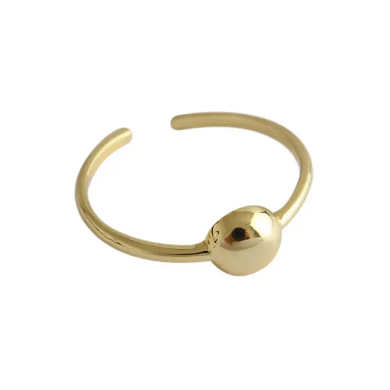 Lovcia Simple Single Round Ball 925 Sterling Silver Adjustable Ring-Rings-Rhodium-Rhodium