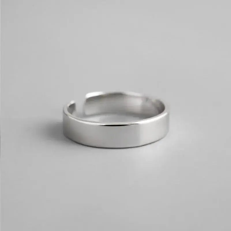 Lovcia Simple Smooth Surface 4mm 925 Sterling Silver Adjustable Ring-Rings-Small Size-Small Size
