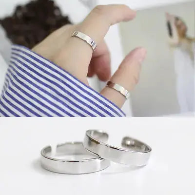 Lovcia Simple Smooth Surface 4mm 925 Sterling Silver Adjustable Ring-Rings-Small Size-Small Size