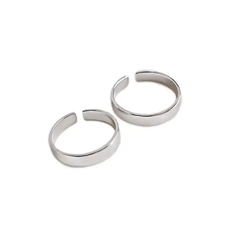 Lovcia Simple Smooth Surface 4mm 925 Sterling Silver Adjustable Ring-Rings-Small Size-Small Size