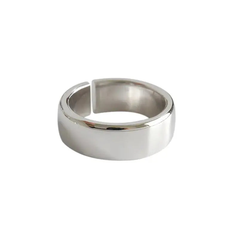 Lovcia Simple Smooth Wide 925 Sterling Silver Adjustable Ring-Rings-Rhodium-Rhodium