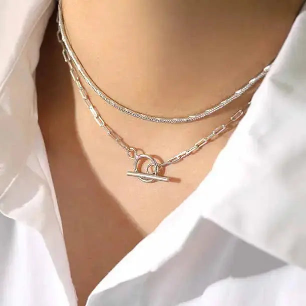 Lovcia Simple Snake Chain 925 Sterling Silver Necklace-Necklaces-Silver-Silver