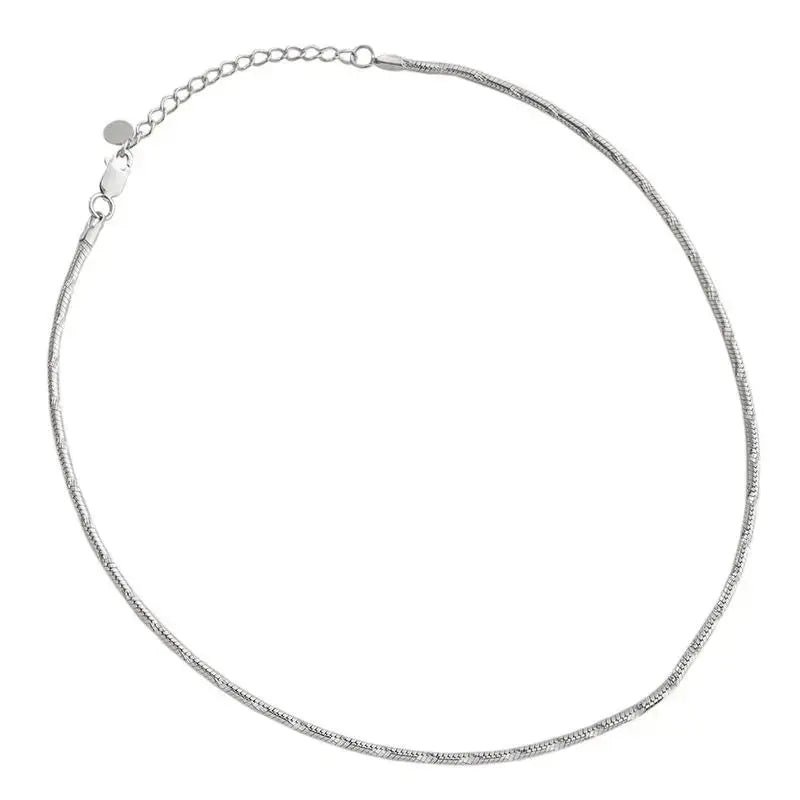 Lovcia Simple Snake Chain 925 Sterling Silver Necklace-Necklaces-Silver-Silver