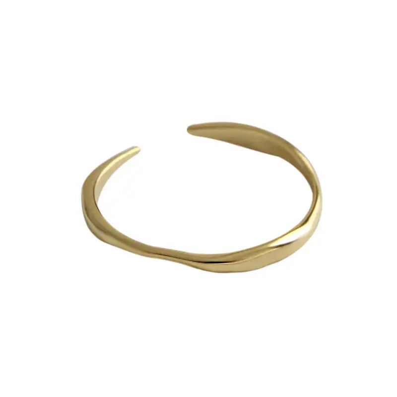 Lovcia Simple Tiny Irregular Wave 925 Sterling Silver Adjustable Ring-Rings-Yellow Gold-Yellow Gold