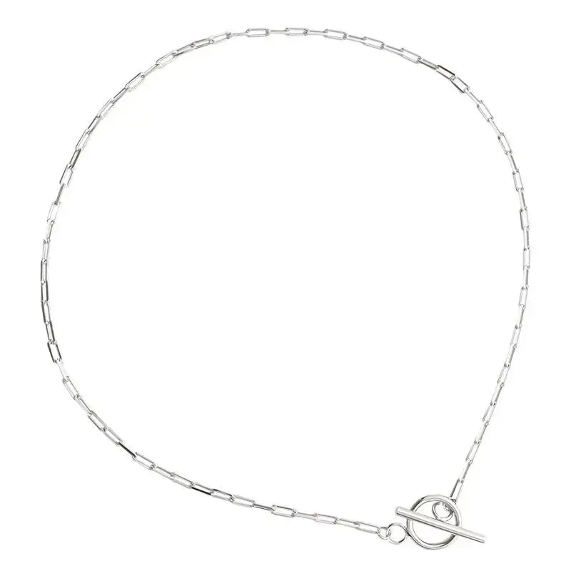 Lovcia Simple TO Shape Chian 925 Sterling Silver Choker Necklace-Necklaces-Silver-Silver