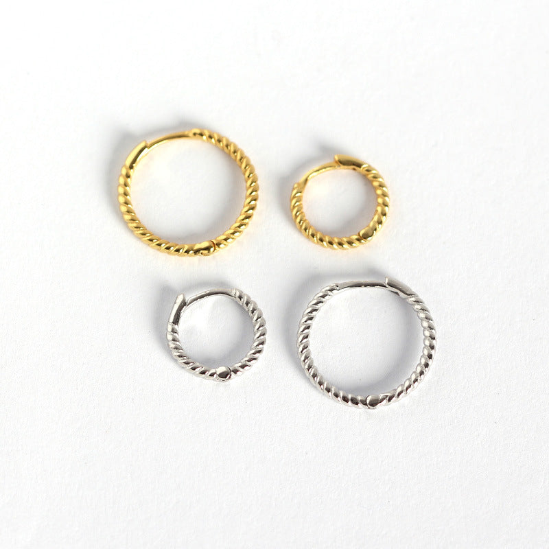 Lovcia Simple Twisted 925 Silver Huggie Hoop Earrings Gold-Earrings-Small & Silver-Small & Silver