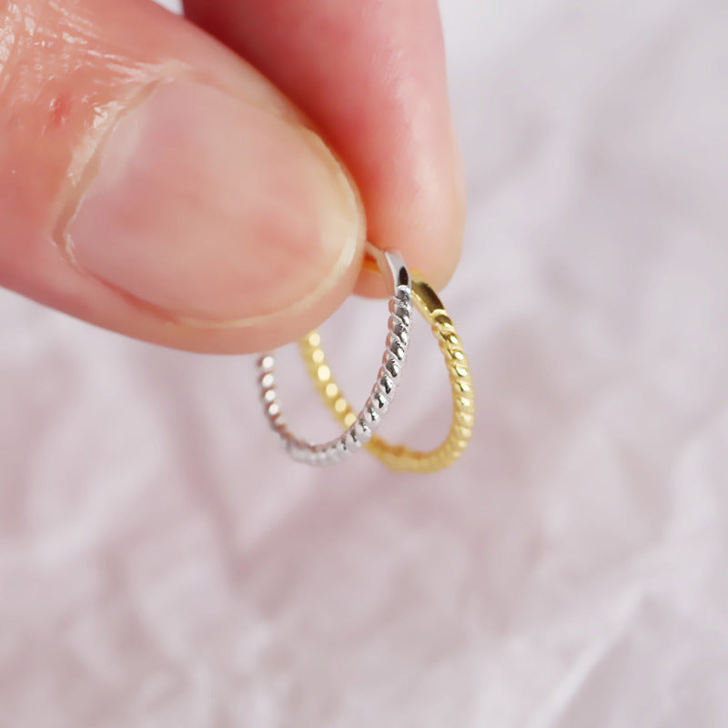 Lovcia Simple Twisted 925 Silver Huggie Hoop Earrings Gold-Earrings-Small & Silver-Small & Silver