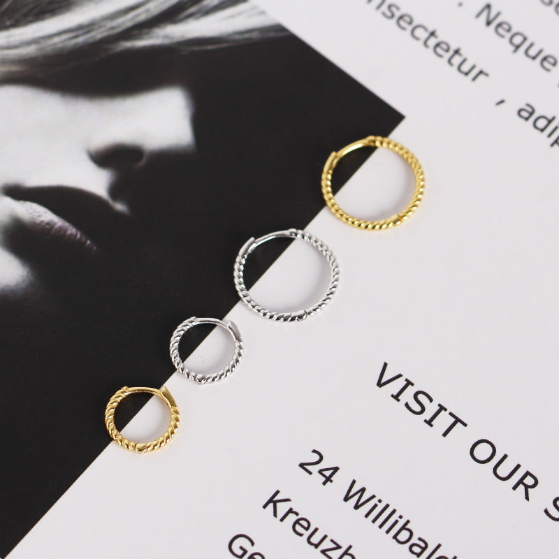 Lovcia Simple Twisted 925 Silver Huggie Hoop Earrings Gold-Earrings-Small & Silver-Small & Silver