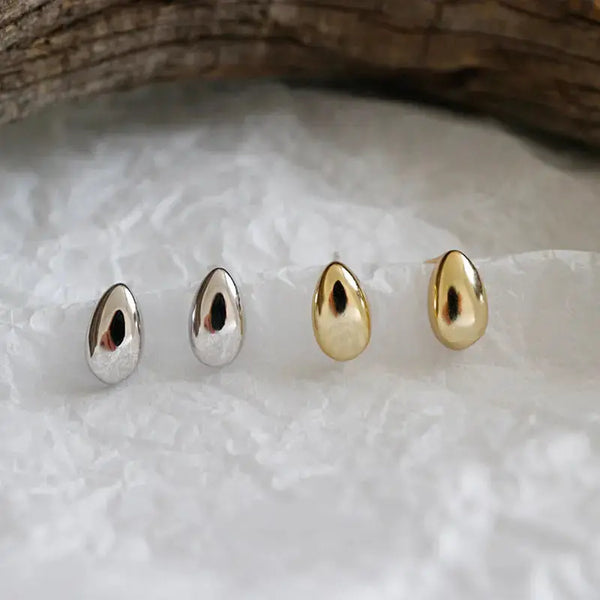 Lovcia Simple Water Drop Geometry 925 Sterling Silver Stud Earrings-Earrings-Rhodium-Rhodium