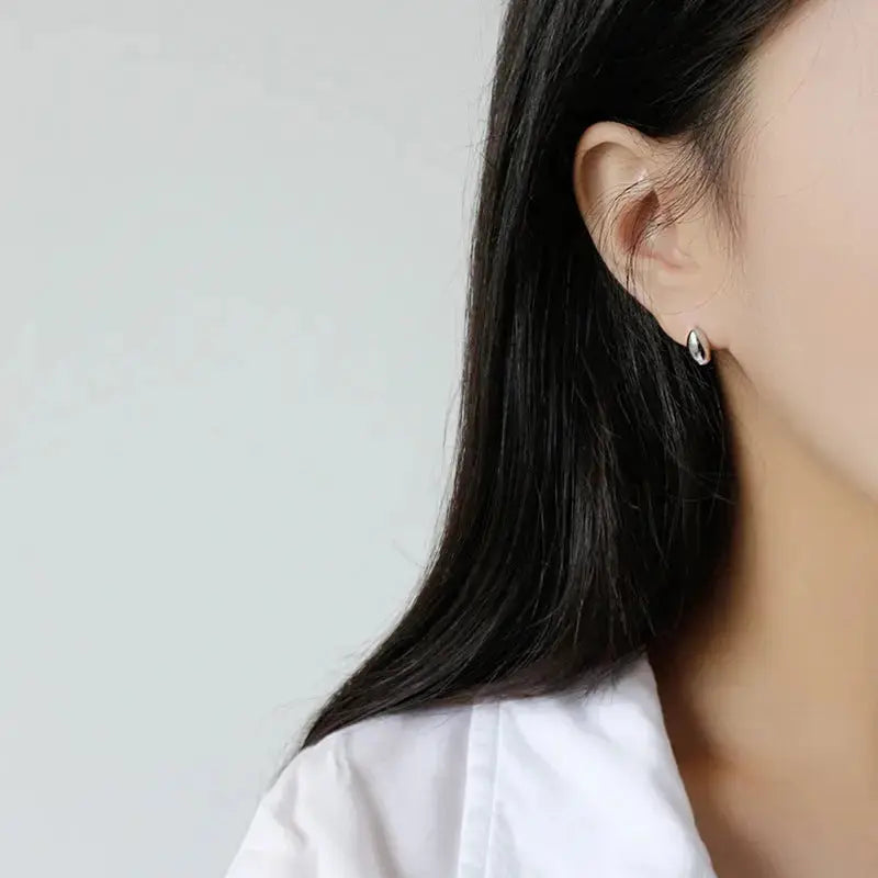 Lovcia Simple Water Drop Geometry 925 Sterling Silver Stud Earrings-Earrings-Rhodium-Rhodium