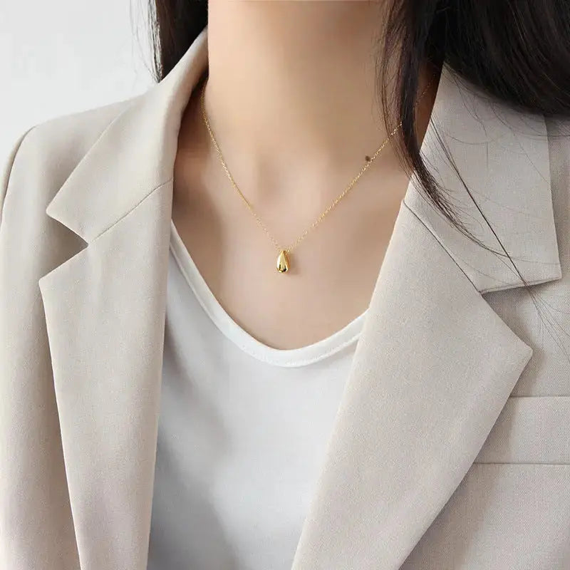 Lovcia Simple Water Drop Hot 925 Sterling Silver Necklace-Necklaces-Rhodium-Rhodium