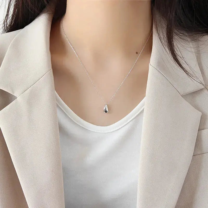 Lovcia Simple Water Drop Hot 925 Sterling Silver Necklace-Necklaces-Rhodium-Rhodium