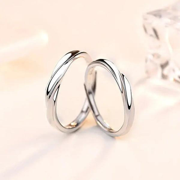 Lovcia Simple Water Wave 925 Sterling Silver Adjustable Promise Ring-Rings-Women Ring-Women Ring