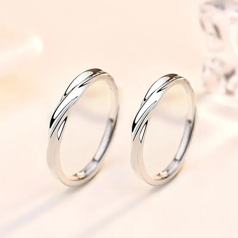 Lovcia Simple Water Wave 925 Sterling Silver Adjustable Promise Ring-Rings-Women Ring-Women Ring