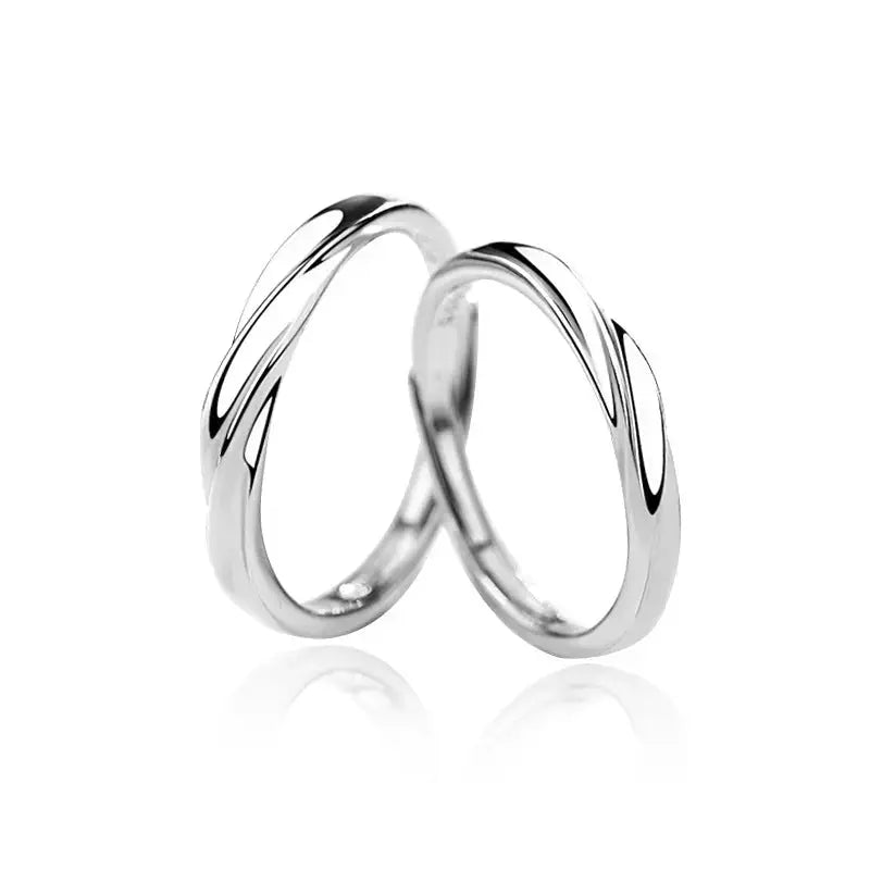 Lovcia Simple Water Wave 925 Sterling Silver Adjustable Promise Ring-Rings-Women Ring-Women Ring