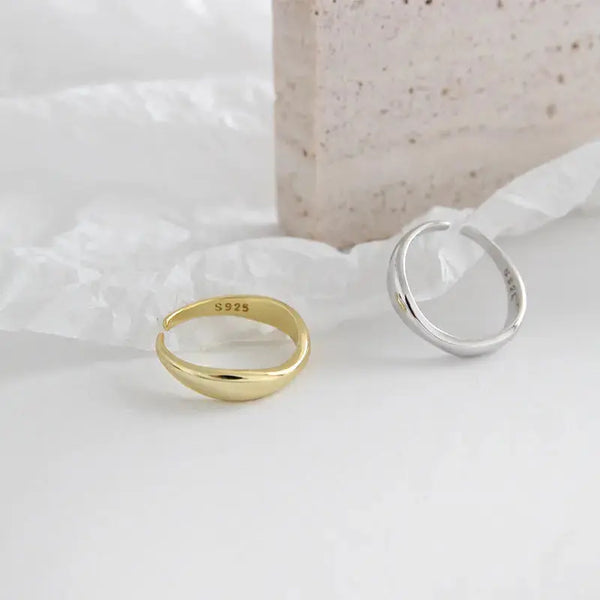 Lovcia Simple Wave 925 Sterling Silver Adjustable Ring-Rings-Silver-Silver