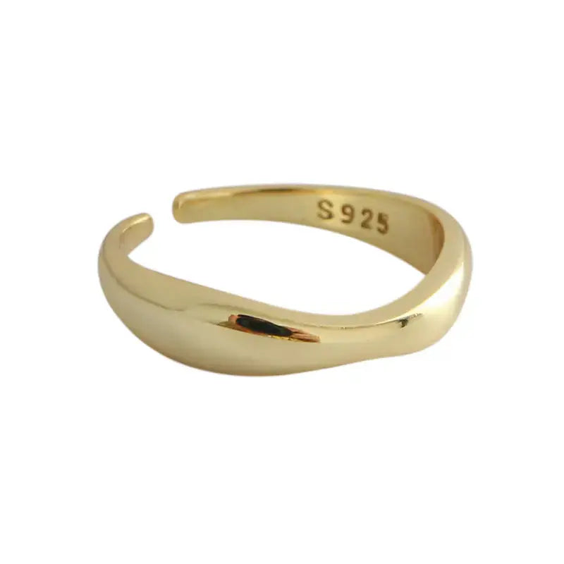 Lovcia Simple Wave 925 Sterling Silver Adjustable Ring-Rings-Silver-Silver