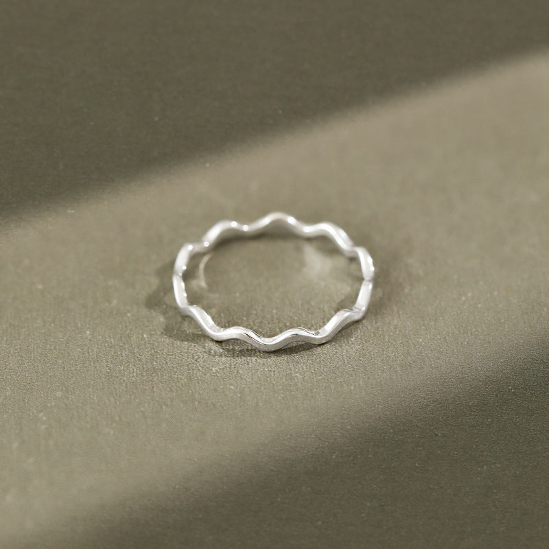 Lovcia Simple Wave Curves 925 Silver Ring 13.7mm to 17.9mm-Rings-US 3-US 3